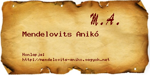 Mendelovits Anikó névjegykártya